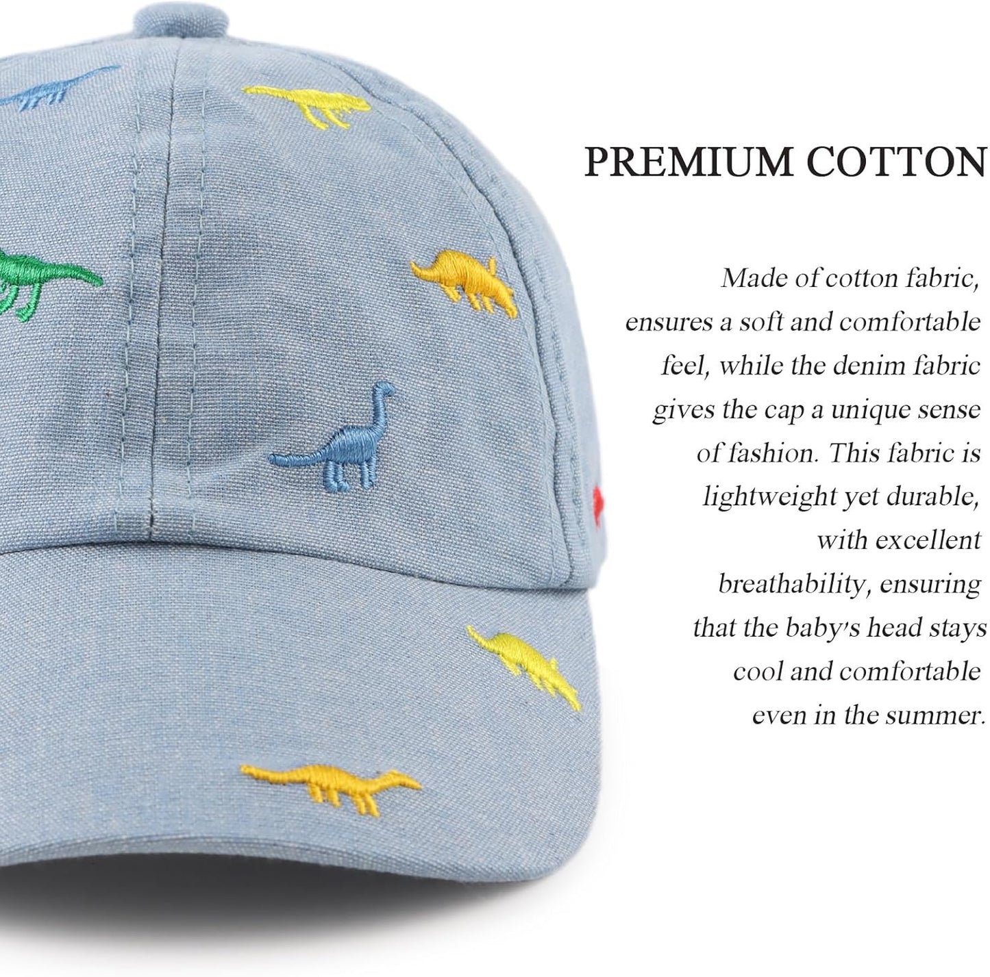 JANGANNSA Dinosaur Boys Girls Caps Embroidery Baby Baseball Caps Cotton Infant Toddler Kids Hat Spring Summer Autumn