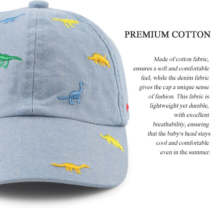 JANGANNSA Dinosaur Boys Girls Caps Embroidery Baby Baseball Caps Cotton Infant Toddler Kids Hat Spring Summer Autumn