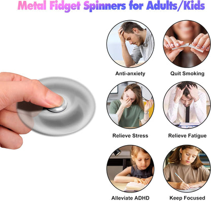 Fidget Spinners Toy, 3-8 Min Spins Time Stainless Steel Bearing Metal Fidget Spinner, EDC ADHD Stress Anxiety Relieves Fidgets Finger Toys, Novelty Toy for Kids and Adults