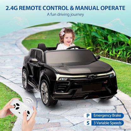 Hetoy 24V 2-Seater SUV Licensed Chevrolet Blazer Ride On Car Toy w/Parent Remote Control, 3 Speeds, Wireless Music, MP3 Player, Electric Car for Kids Ages 3-8, Black