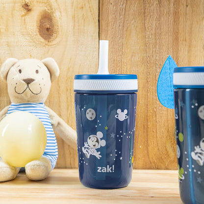 Zak Designs Disney Mickey Mouse Kelso Tumbler Set, Leak-Proof Screw-On Lid with Straw, Bundle for