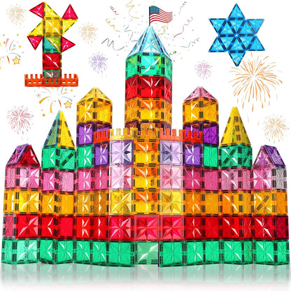 Magnet Tiles, 60PCS Magnetic Building Blocks, Magnetic Tiles, Square Building Castle, Preschool Toys, STEM Stacking Construction Toys for Boys Girls