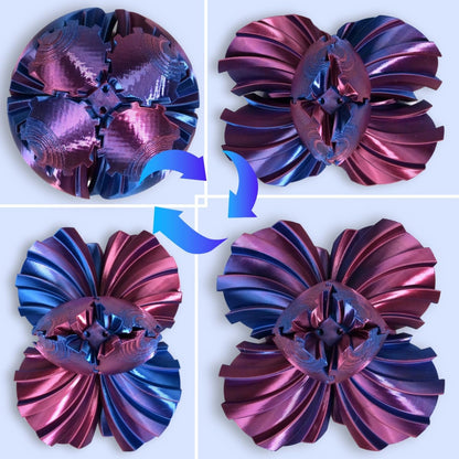 3D Printed Gear Ball, Gear Sphere Fidget Toy Stress Relif Toy for ADHD, Anxiety Relaxing Toy for Adults at Work/Study/Travel, Twisted Blue-Purple