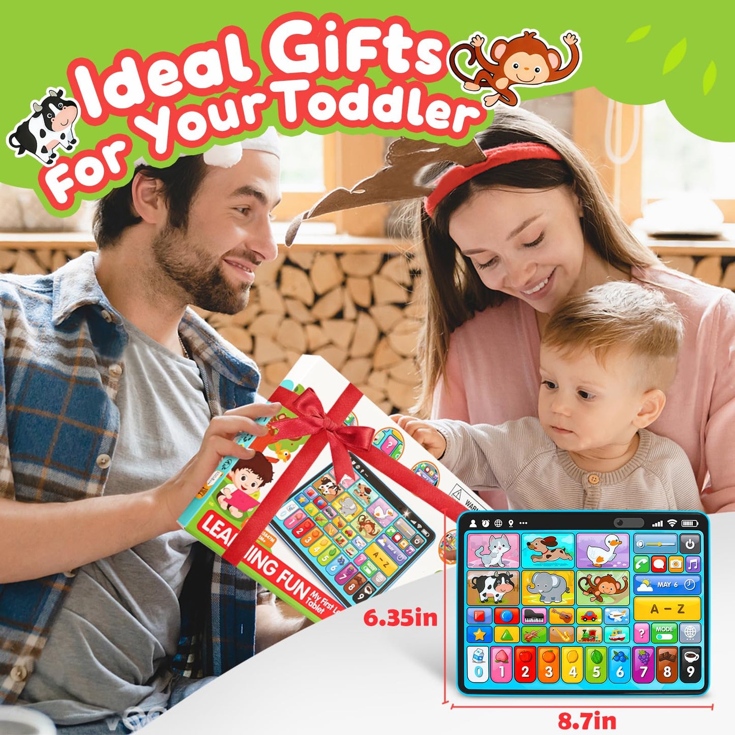 Peacurh Trilingual Learning Toy Tablet with Music & Sound, Montessori Speech Musical Therapy Toys