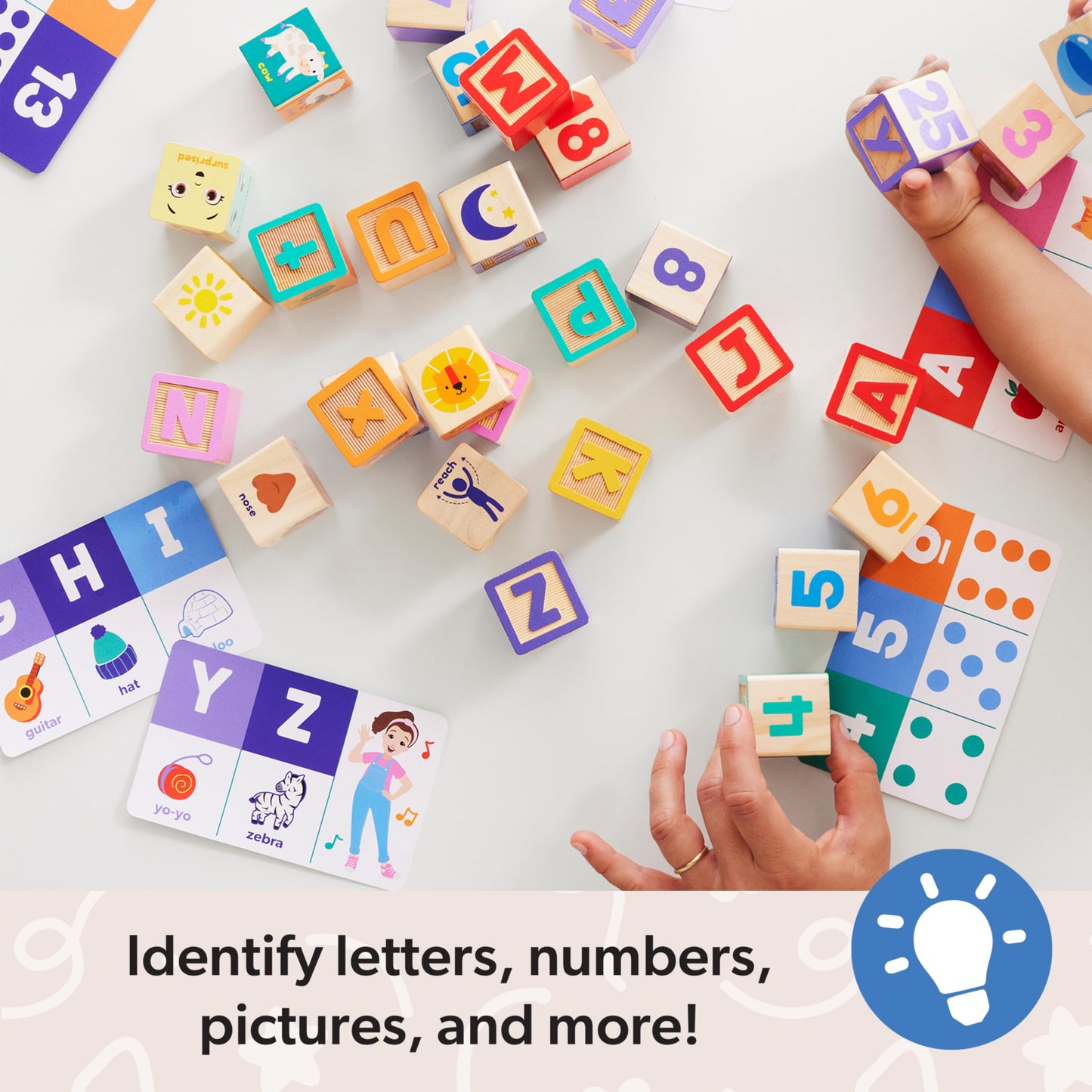 Melissa & Doug Ms. Rachel Letter, Number, and Game Wooden Learning Blocks with Activity Cards for