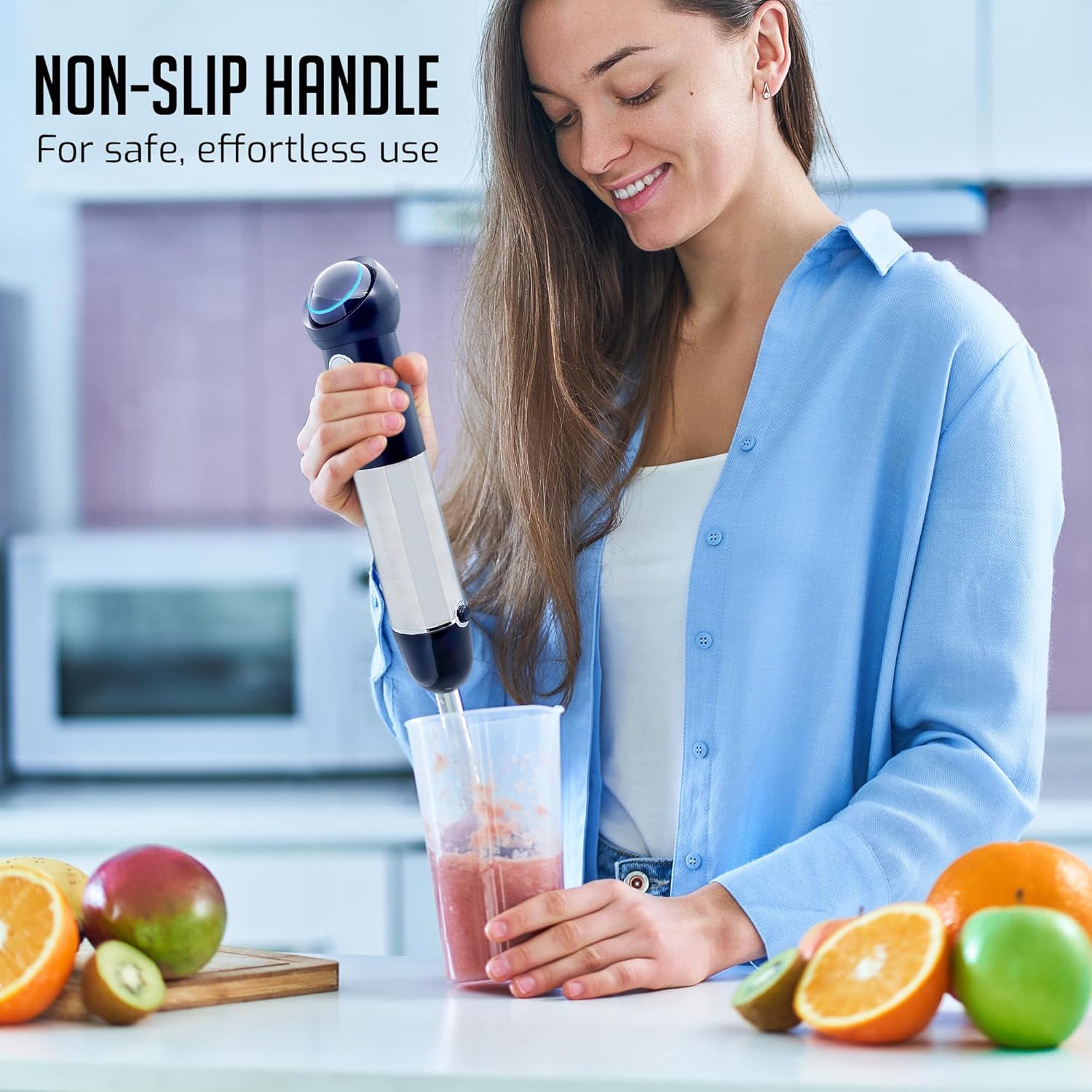 OVENTE Cordless Immersion Hand Blender, 300W Rechargeable Handheld Portable Stick Mixer with Speed
