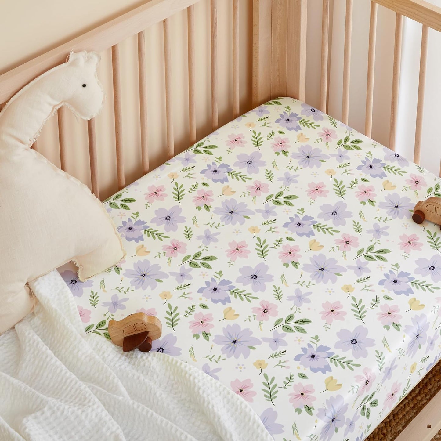 TILLYOU Baby Crib Sheets for Boys Girls, Super Soft Toddler Bed Sheets, 2 Pack Sheets for Standard