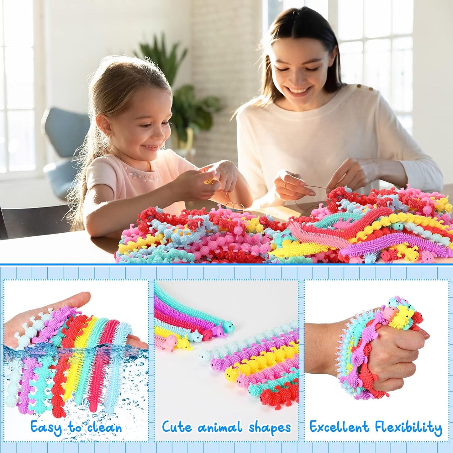 Chivao Bulk Stretchy String Fidget Toys Animal Sensory Toys Pack Worm Sensory Stress Fidget Toys