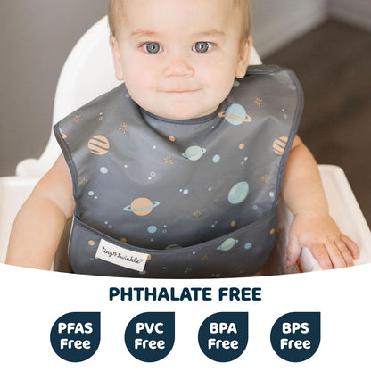 Tiny Twinkle Mess Proof Baby Bibs for Eating - Waterproof, Wipeable Bibs - Toddler Bibs - Travel