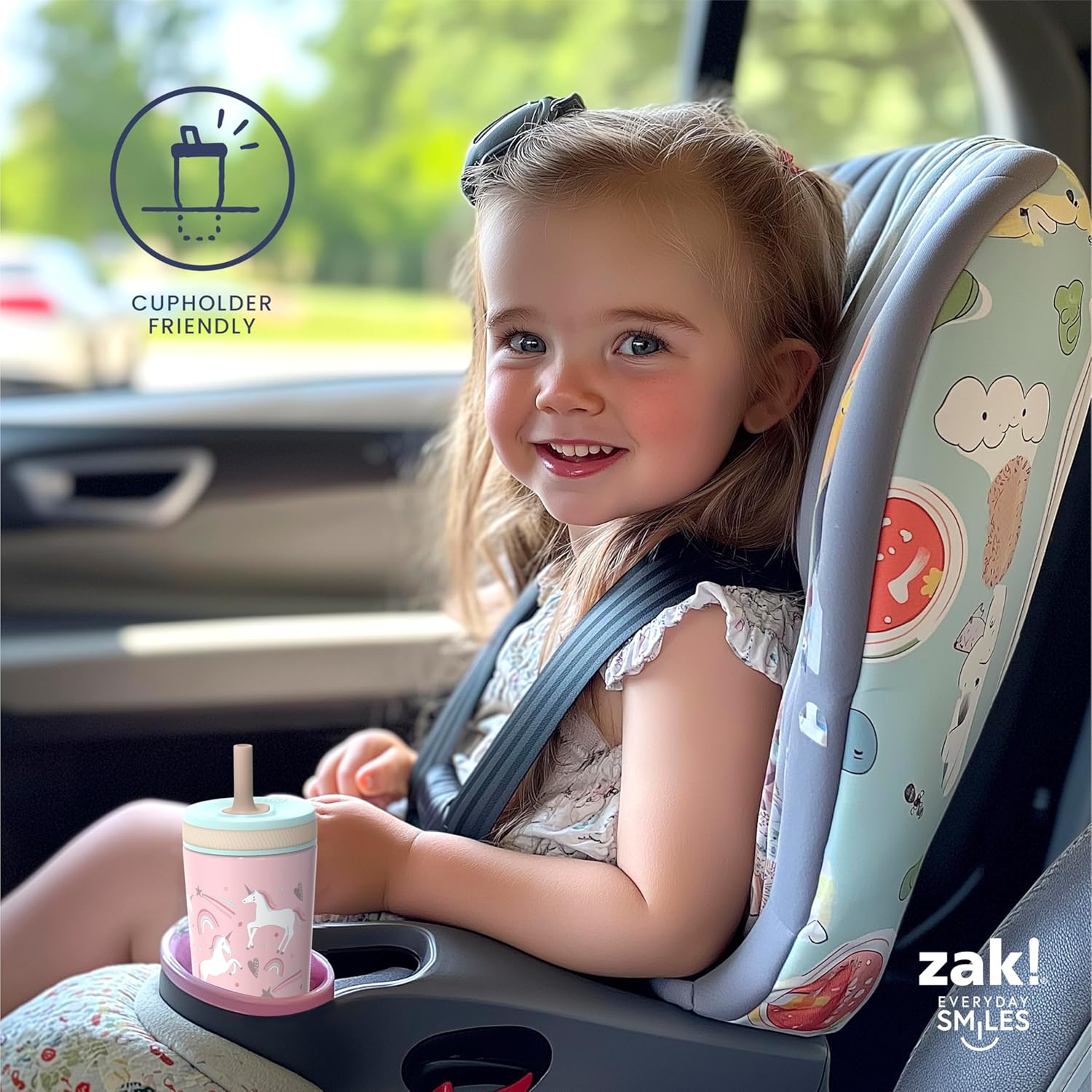 Zak Designs Unicorn Kelso Tumbler Set, Leak-Proof Screw-On Lid with Straw, Bundle for Kids Includes