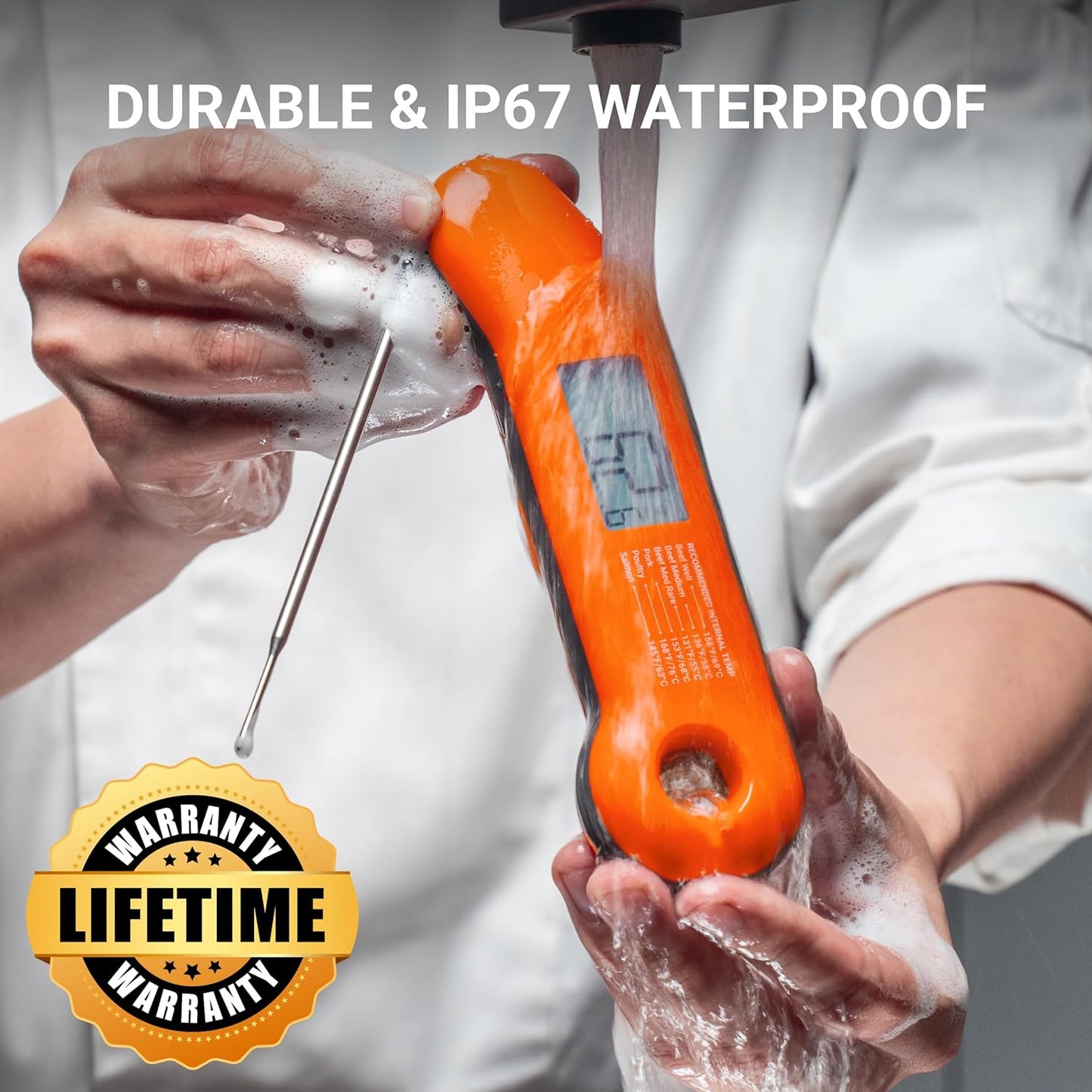Professional Meat Thermometer Digital, Ultra-Fast 0.5 Sec Instant Read, NIST Certified ±0.5°F