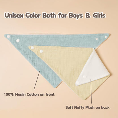 Susurration Muslin Baby Bibs 10Pack Baby Bandana Drool Bibs Soft Adjustable Newborn Bibs for Unisex Baby Girls & Boys (Greygreen)