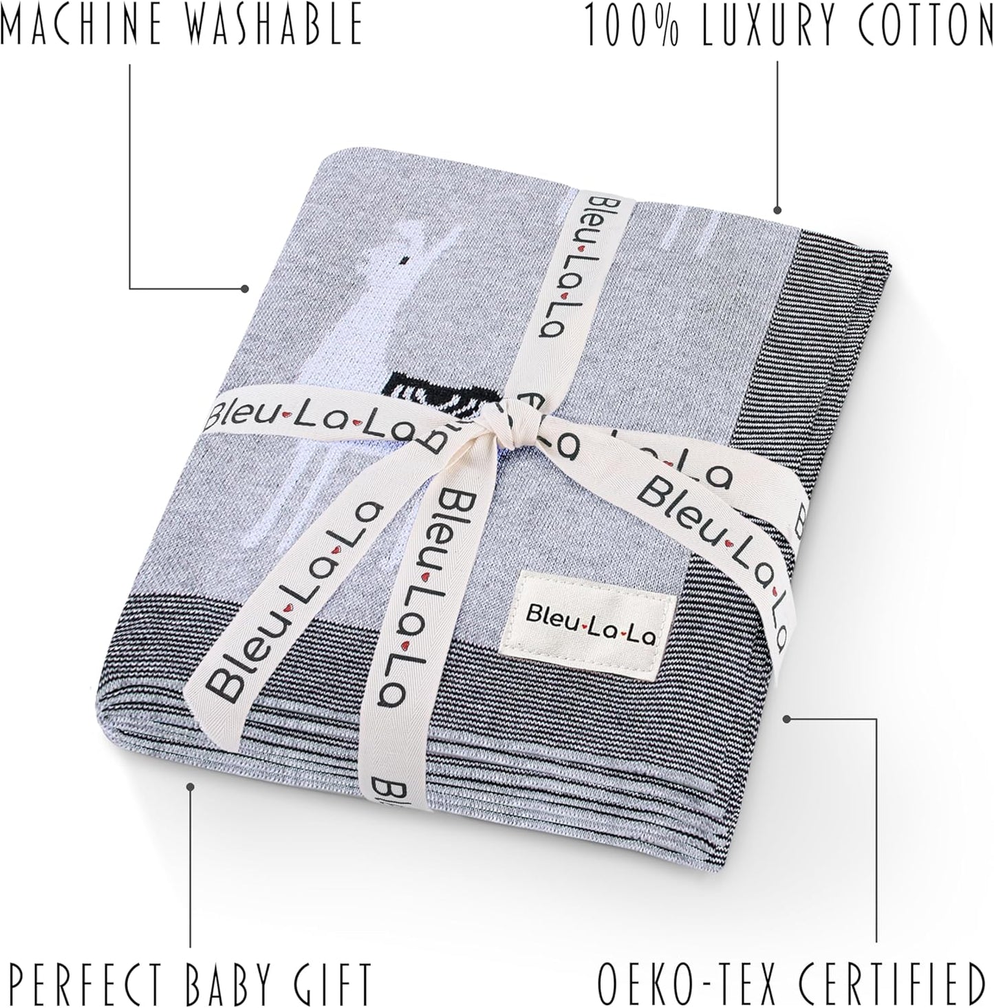 Knit Baby Swaddle Blanket - 100% Luxury Cotton Soft Cozy Receiving Swaddle Crib Stroller Blanket