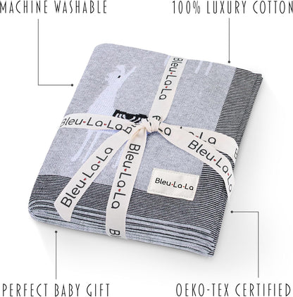 Knit Baby Swaddle Blanket - 100% Luxury Cotton Soft Cozy Receiving Swaddle Crib Stroller Blanket
