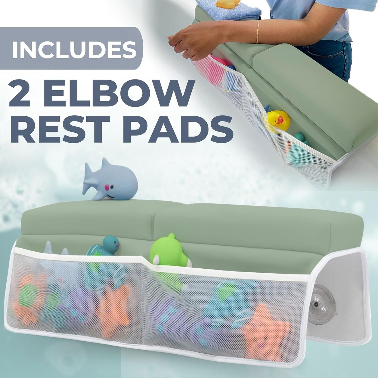 Comfortable Baby Bath Kneeler and Elbow Rest Pad Set – Thick Memory Foam Bath Kneeling Pad with