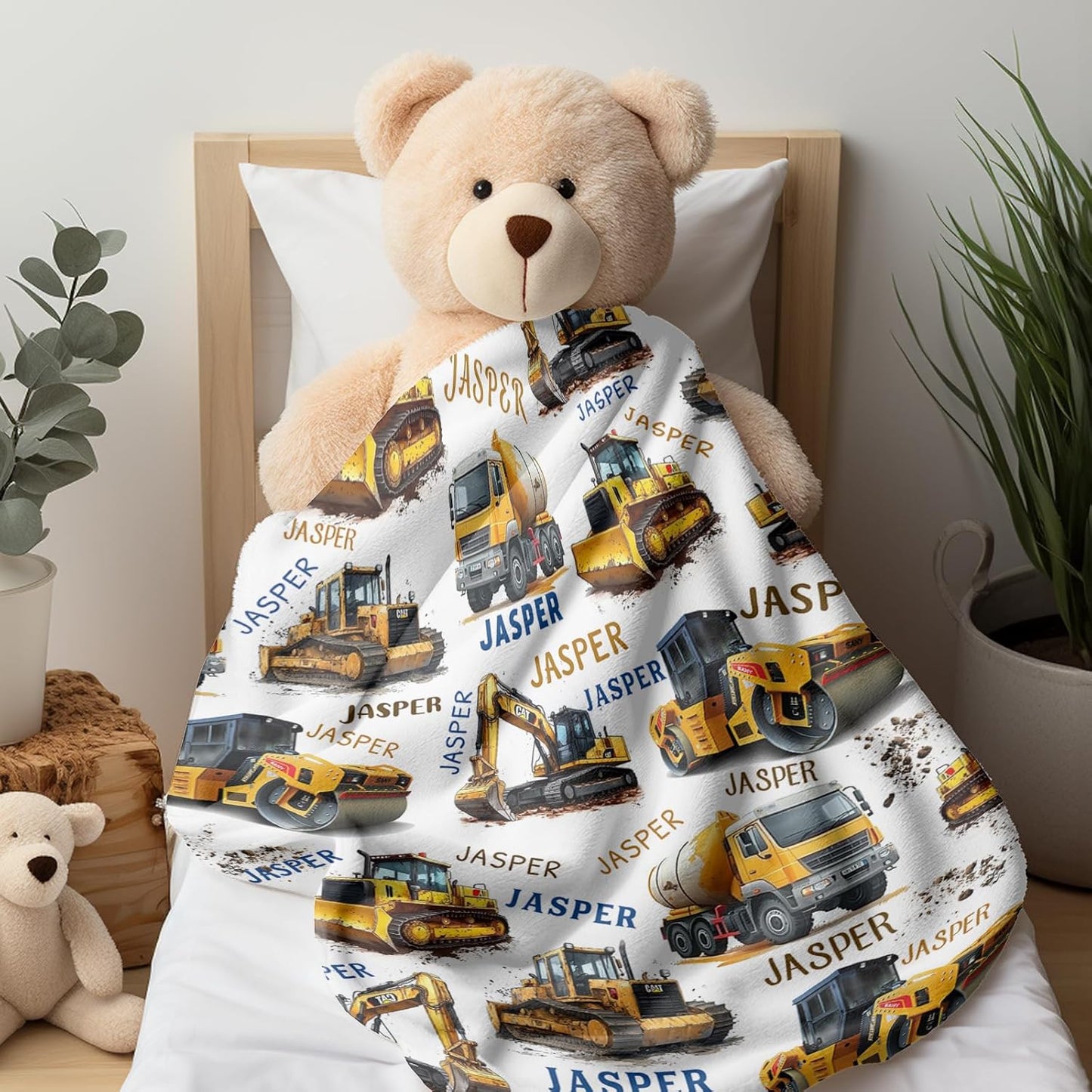 Ship Next Day, Personalized Truck Blanket - Printed in USA, Custom Name Blankets for Kids with