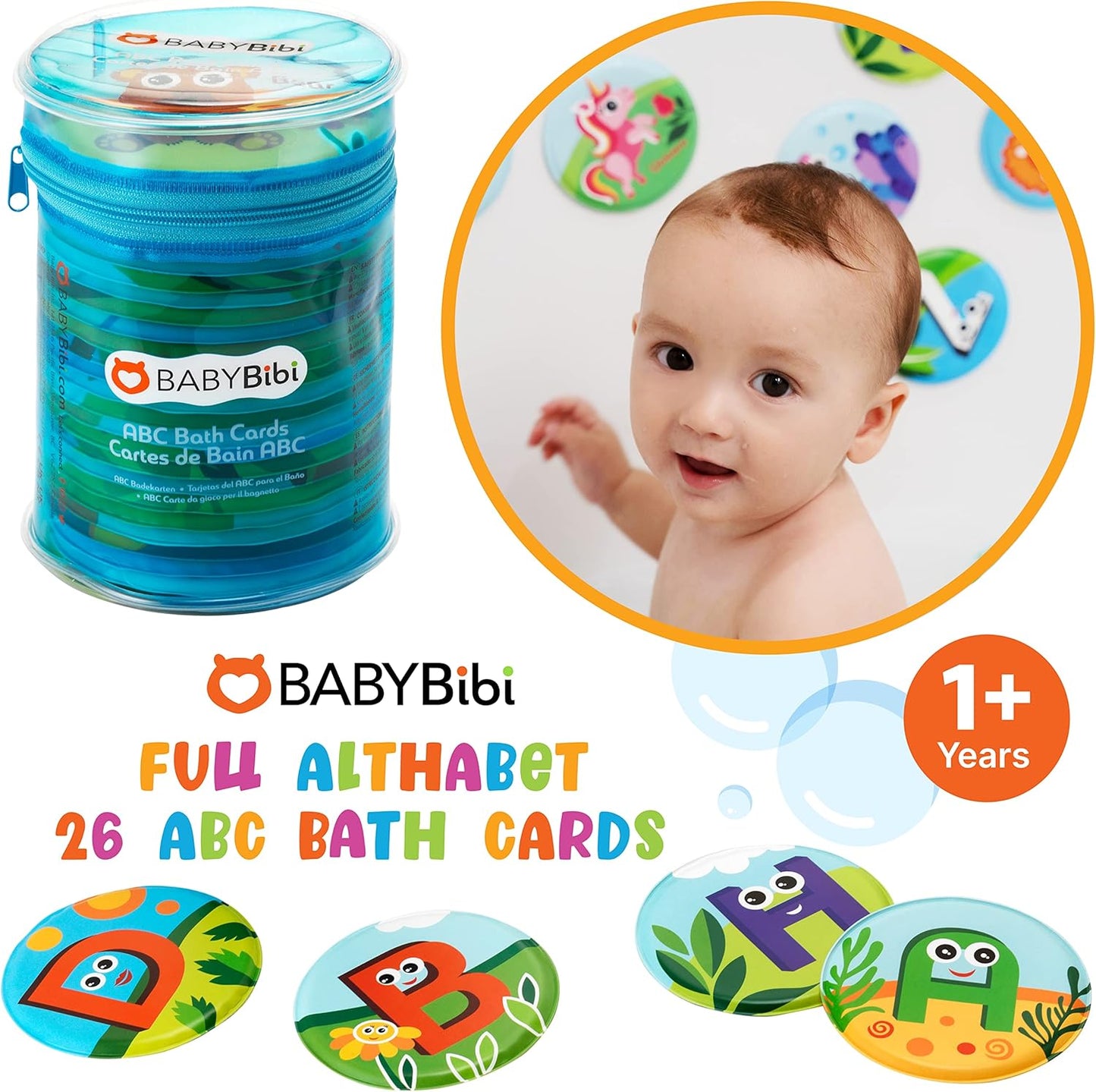 Floating Animals & Alphabet Flash Cards for Bathtub - Preschool Learning Toddler Flash Cards