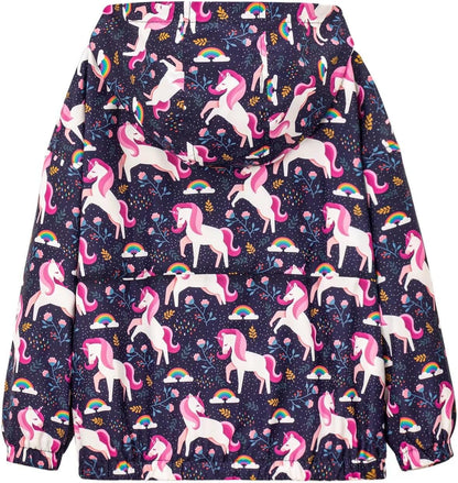 WELAKEN Lightweight Jacket for Girls Kids & Toddler II Girls' Print Water-Resistant Jacket