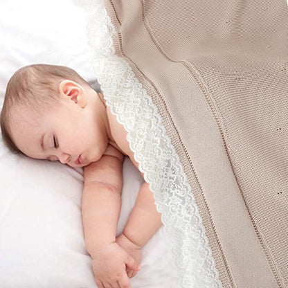 100% Organic Cotton Baby Blanket Knitted Softer Receiving Swaddle Warm Cozy Cuddle Crib Blanket for