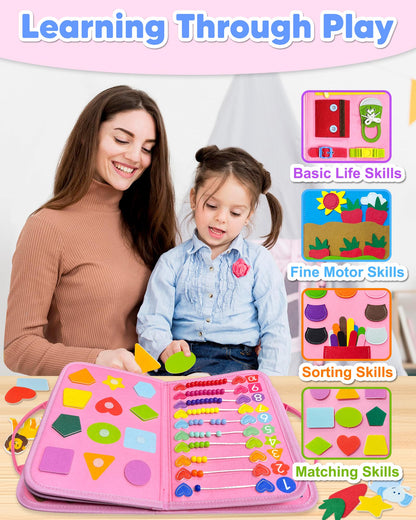Exorany Busy Board Montessori Toys for Toddler Girl Birthday Gift Busy Book