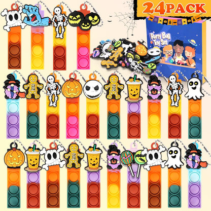 24pcs Halloween Mini Pop Fidget Toys Bulk Halloween Party Favors for Kids Pop Keychain Sensory Toys Bag Fillers Pop Toddler Birthday Carnival Treasure Classroom Prizes Stress Reliever Desk Toys