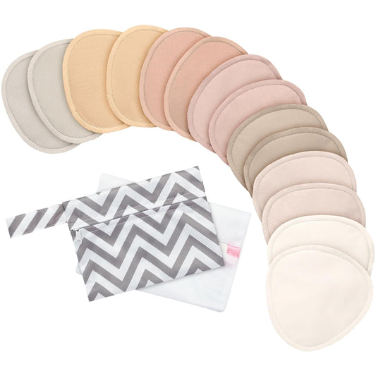 14-Pack Organic Nursing Pads - Washable Breast Pads for Breastfeeding, Nursing Bra Nipple Pads for