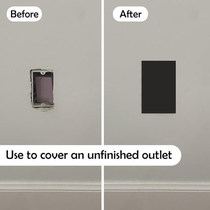 Rubber Bond Self-Adhesive Rubber Wall Outlet Cover Plate 5 Pack - Easy to Apply Peel & Stick Drywall Hole Patch - 5x3 Inch Screwless Blank Wall Plate Cover - Premium Rubber Wall Hole Cover (Black)