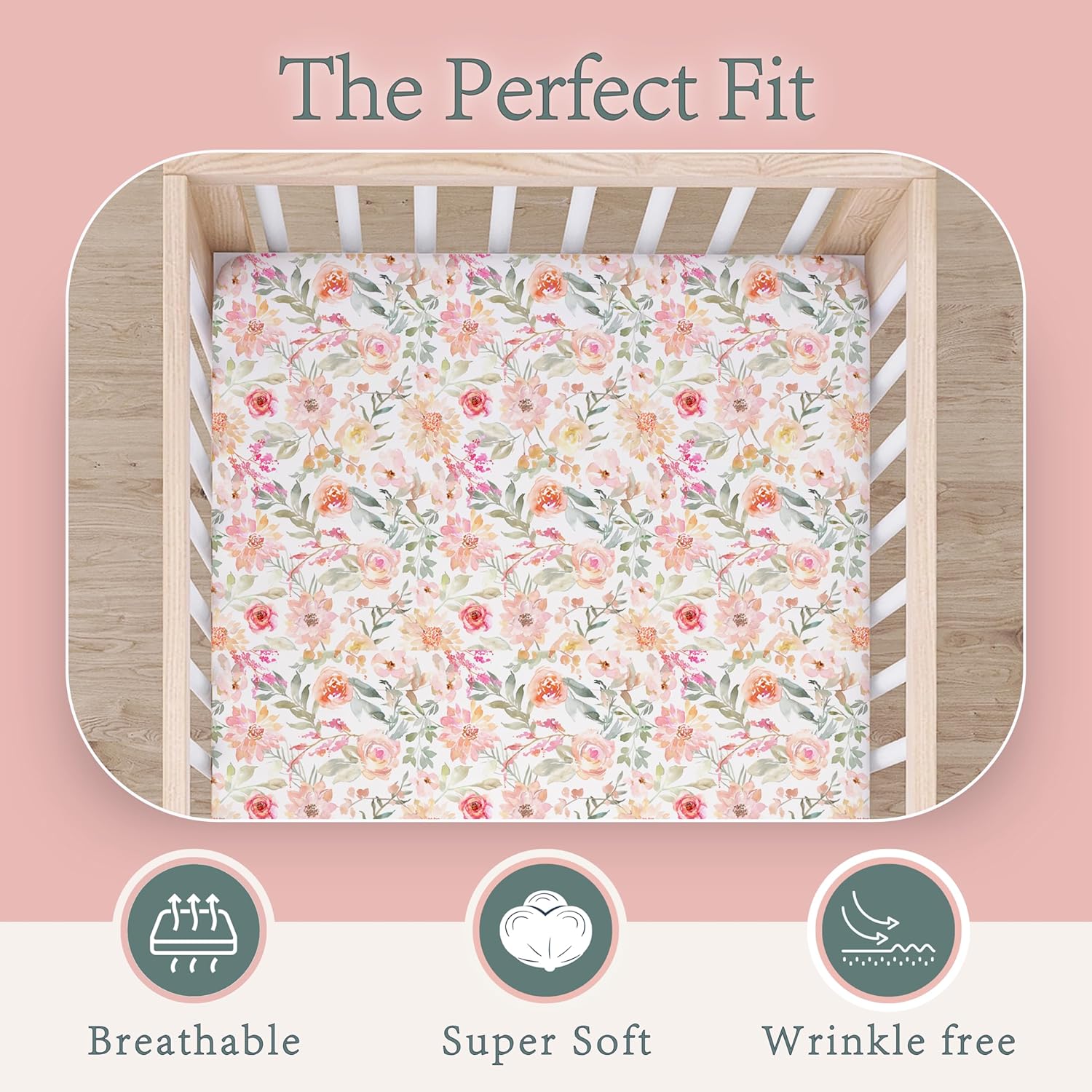 Baby Girls Crib Sheets | Floral Ultra-Soft Bedding for Crib Mattress and Toddler Beds - Blended