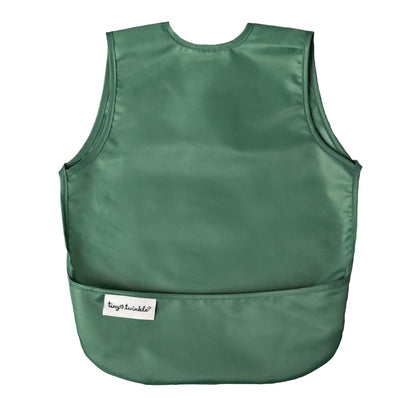 Tiny Twinkle Mess Proof Baby Bib - Waterproof & Lightweight Baby-Led Weaning Apron | 100% Recycled Polyester, Easy Clean & Machine Washable (Olive Green, Small 6-24 Months)