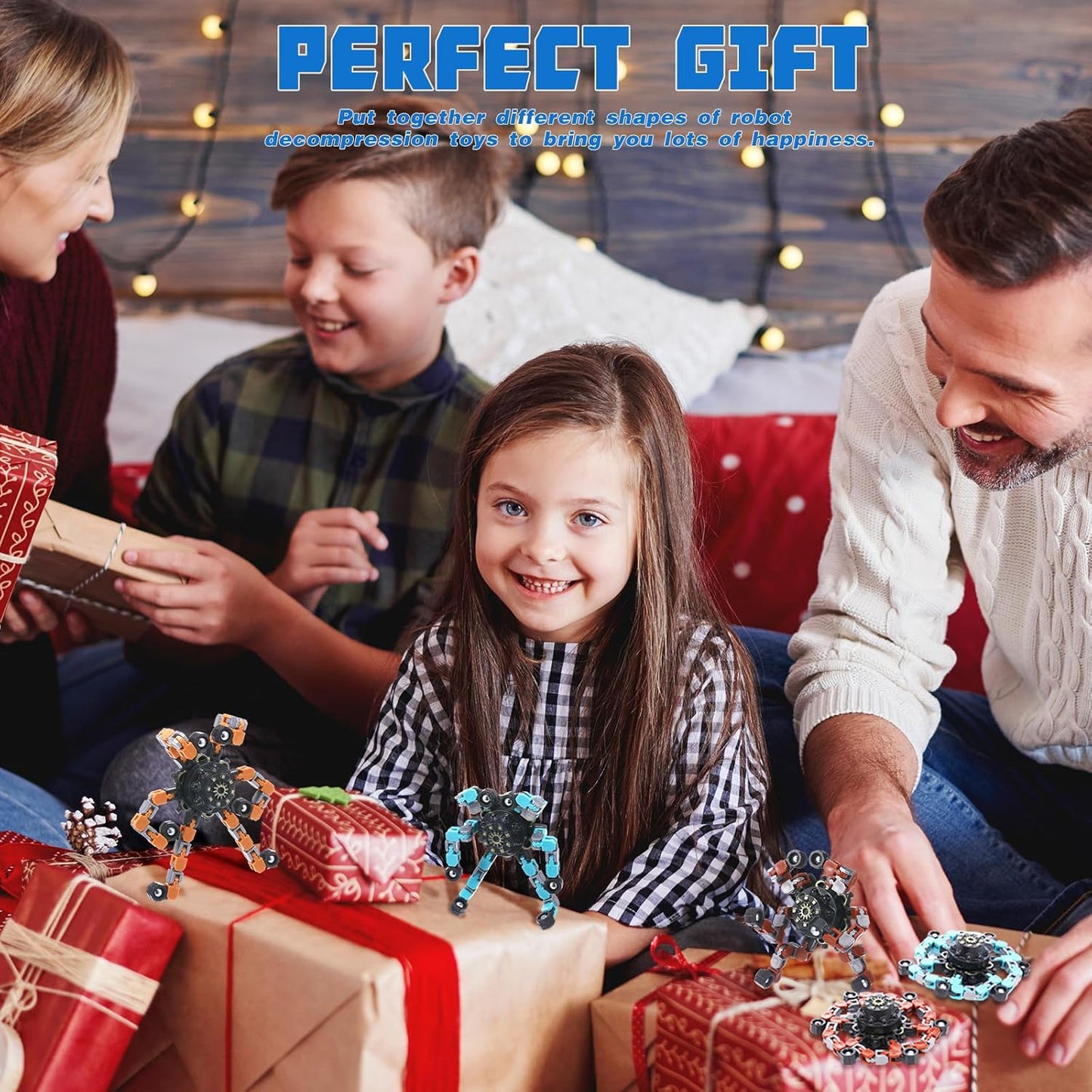 6 Pcs Transformable Fidget Spinners Bulk Robot Sensory Fidget Toys Stress Relief Spinner DIY Deformation Mechanical Gyro Toys Easter Party Favors for ADHD Autism Kids Adults