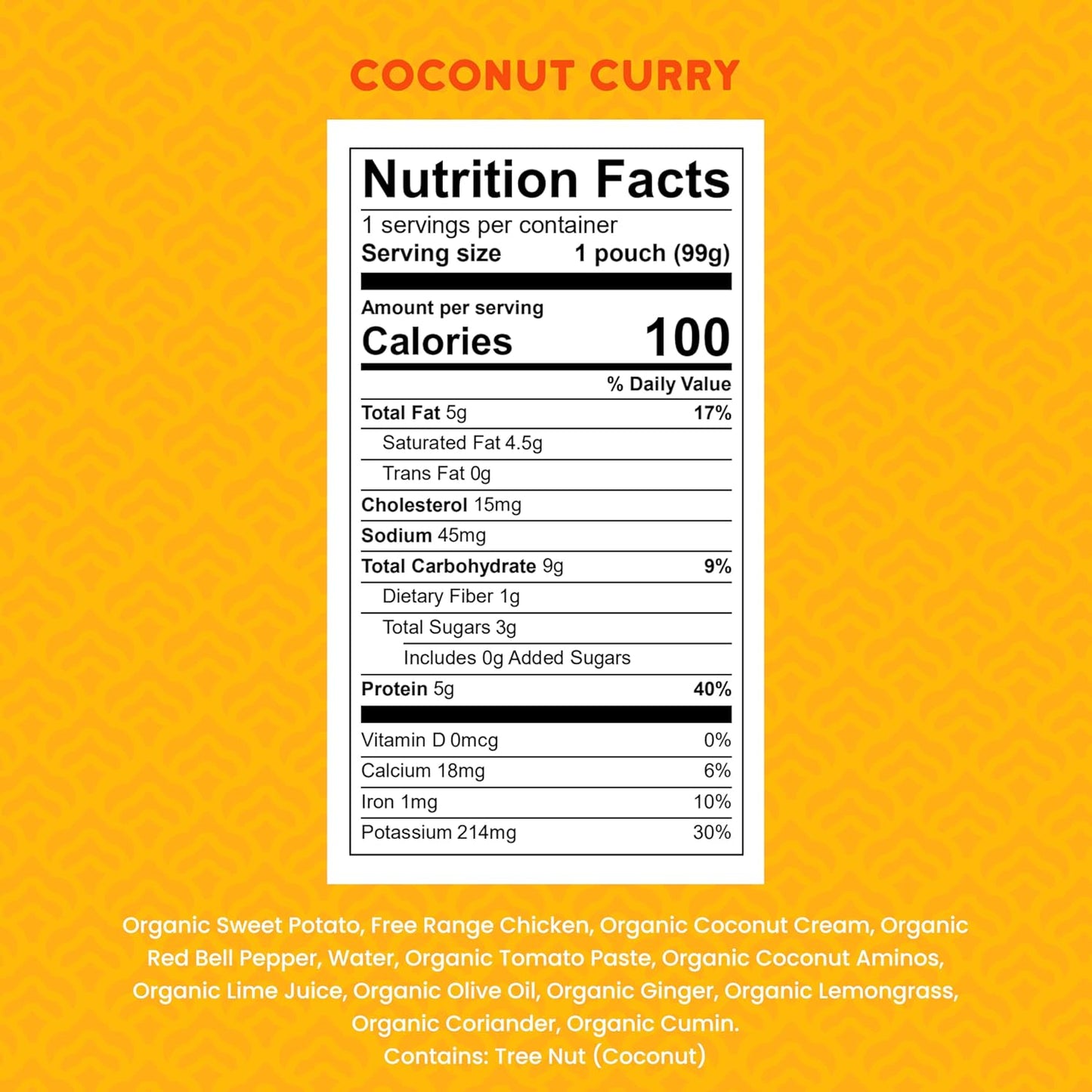 Serenity Kids 6+ Months Baby Food Pouches Chicken Coconut Curry Puree - Ethically Sourced Chicken &