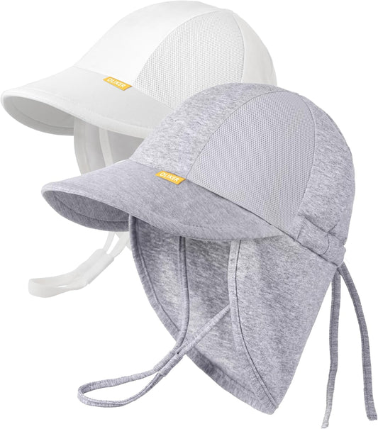 Baby Sun Hat with Breathable Mesh, UPF 50+ Cotton Adjusrtable Unisex Toddler Sun Hat for Summer Beach Swim