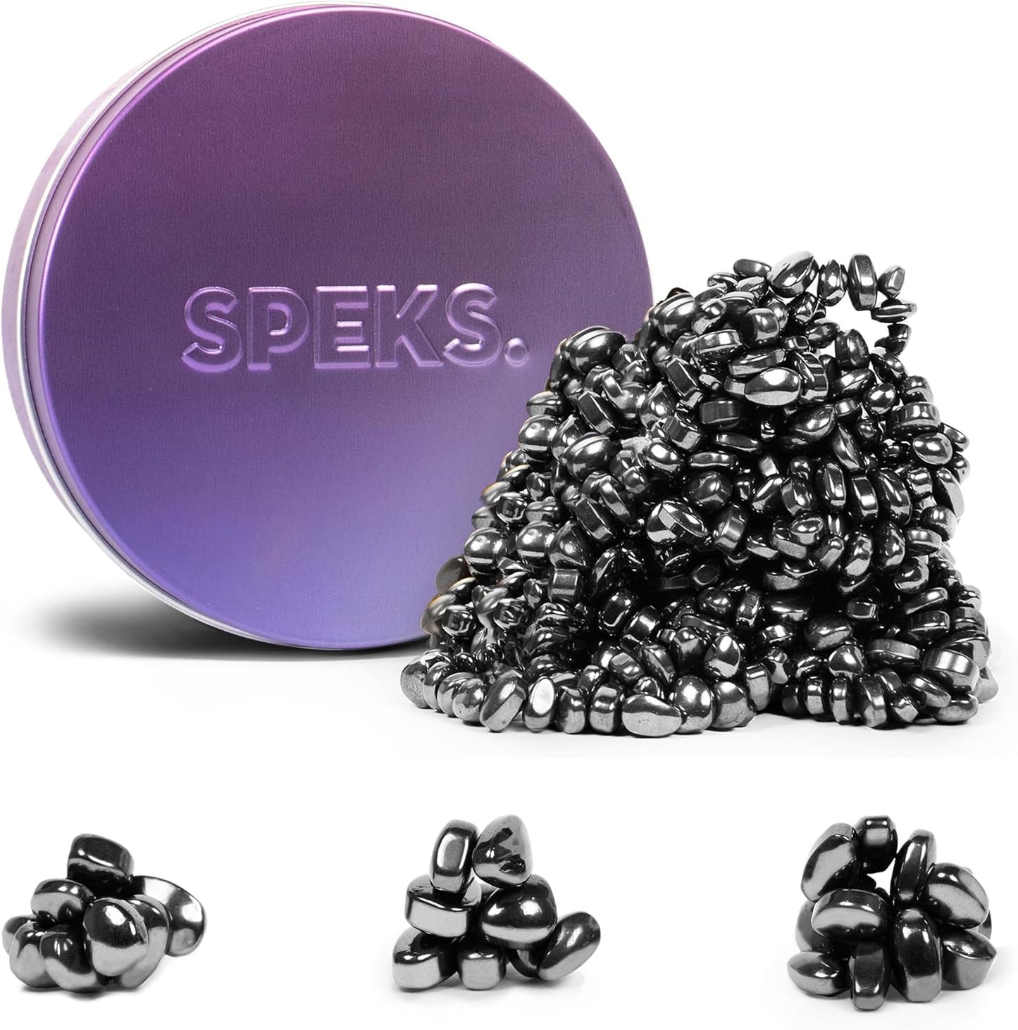 Speks Crags Ferrite Putty | Over 500 Smooth Ferrite Stones in a Metal Tin | Fun Quiet Fidget Toys for Adults and ADHD Desk Toys for Office | Vitality, Medium