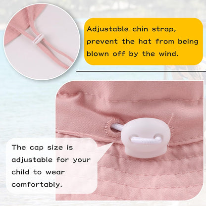 Peecabe Summer Baby Sun Hat for Boys Girls UPF 50+ Wide Brim Toddle Bucket Hat Adjustable Baby Beach Cap 0-8 Years