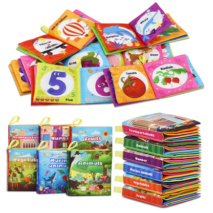 Dr.Rapeti 6 Pack Soft Books, Cloth Book, Bath Book, Baby Book, Crinkle Book