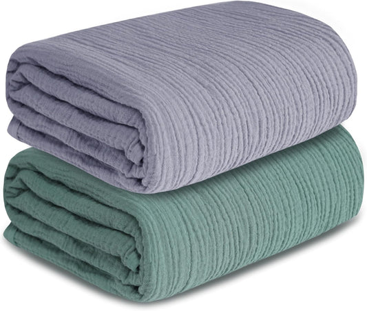 Muslin Swaddle Blankets for Newborn, 2 Pack Breathable Soft Receiving Blanket, Large 41 x 41 inches