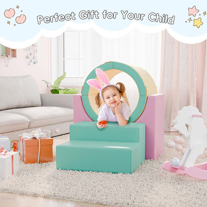 Tunnel/Ramps Foam Climber, Climb & Crawl Foam Activity Play Set for Toddlers and Kids, Safe Indoor Crawling Gym Equipment for,Infant,Baby Waterproof Easy to Clean (Pink)