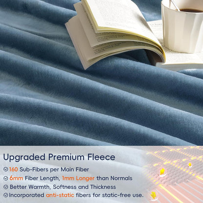 PHF Ultra Soft Fleece Blanket Queen Size, No Shed No Pilling Luxury Plush Cozy 300GSM Lightweight