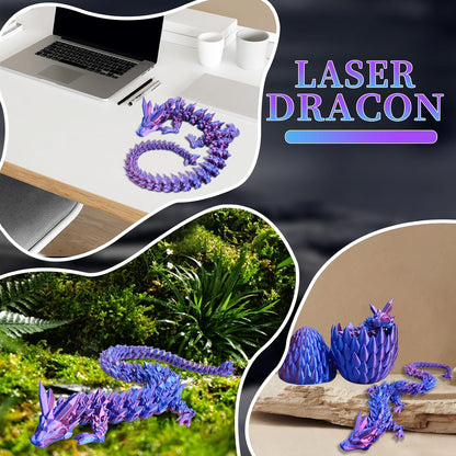 3D Printed Dragon Eggs with Dragon Inside Mystery Dragon Egg 3D Printed Articulated Dragon Articulated Dragon with Dragon Egg, Flexible Joints Home Decor Executive Desk Toys (Laser Purple