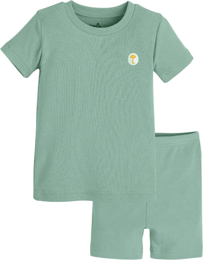 moimoln Pajamas Set 6M-5Y Solid Ribbed Unisex Baby & Toddler, Soft Viscose, Snug-Fit, Everyday Sleepwear