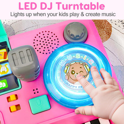 Baby DJ Table Musical Piano Toys for Toddlers Boys Girls with Music & Light