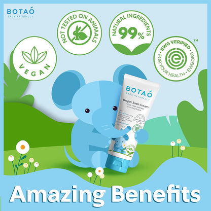 Baby's Natural Diaper Cream | Organic Diaper Cream EWG Verified | Naturally Soothes Baby Rashes | Baby zinc Ointment Natural | For Sensitive Skin with Aloe Vera & Calendula, 2.5Oz (3 Pack)