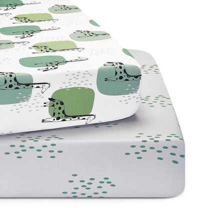 TILLYOU Baby Crib Sheets for Boys Girls, Super Soft Toddler Bed Sheets, 2 Pack Sheets for Standard