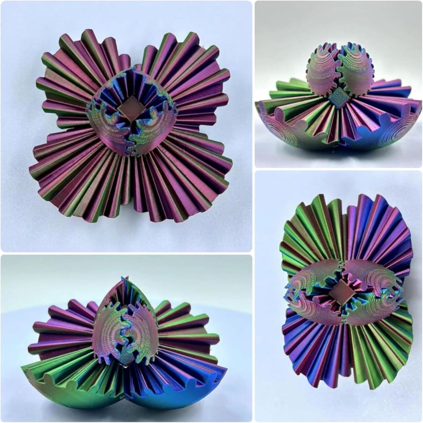 Gear Ball for ADHD 3D Printed Gear Ball Spin Ball Fidget Toy - Gearsphere Gear Ball for Stress and Anxiety Relaxing Fidget Ball - Ideal for Sensory Needs and Autism (Blue Green)