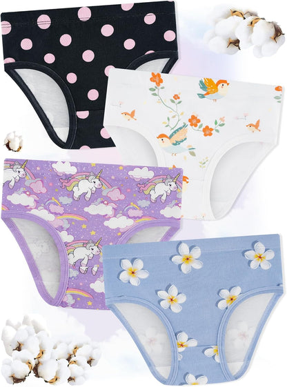 Girls' Underwear,Soft Cotton Tagless Panties for Toddlers' & Little Kids' Comfort,Breathable Briefs,8-Pack