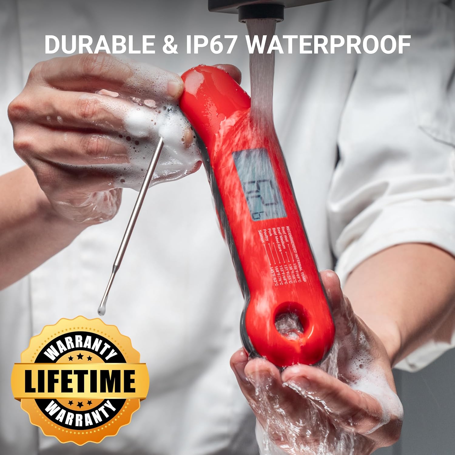 Professional Meat Thermometer Digital, Ultra-Fast 0.5 Sec Instant Read, NIST Certified ±0.5°F