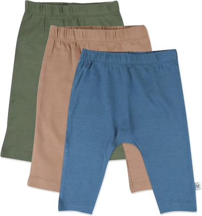 HonestBaby Baby Infant Organic Cotton Cuff-Less Harem Pants Multi-Pack, 6-9 Months