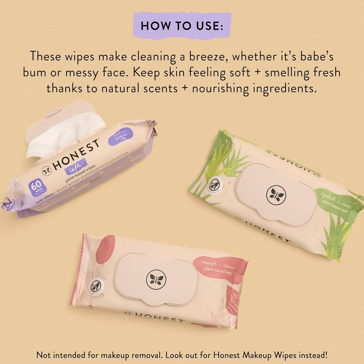 The Honest Company Nourish + Cleanse Naturally Scented Wipes | Cleansing Multi-Tasking Wipes | 99% Water, Plant Based, Hypoallergenic | Sweet Almond, 60 Count