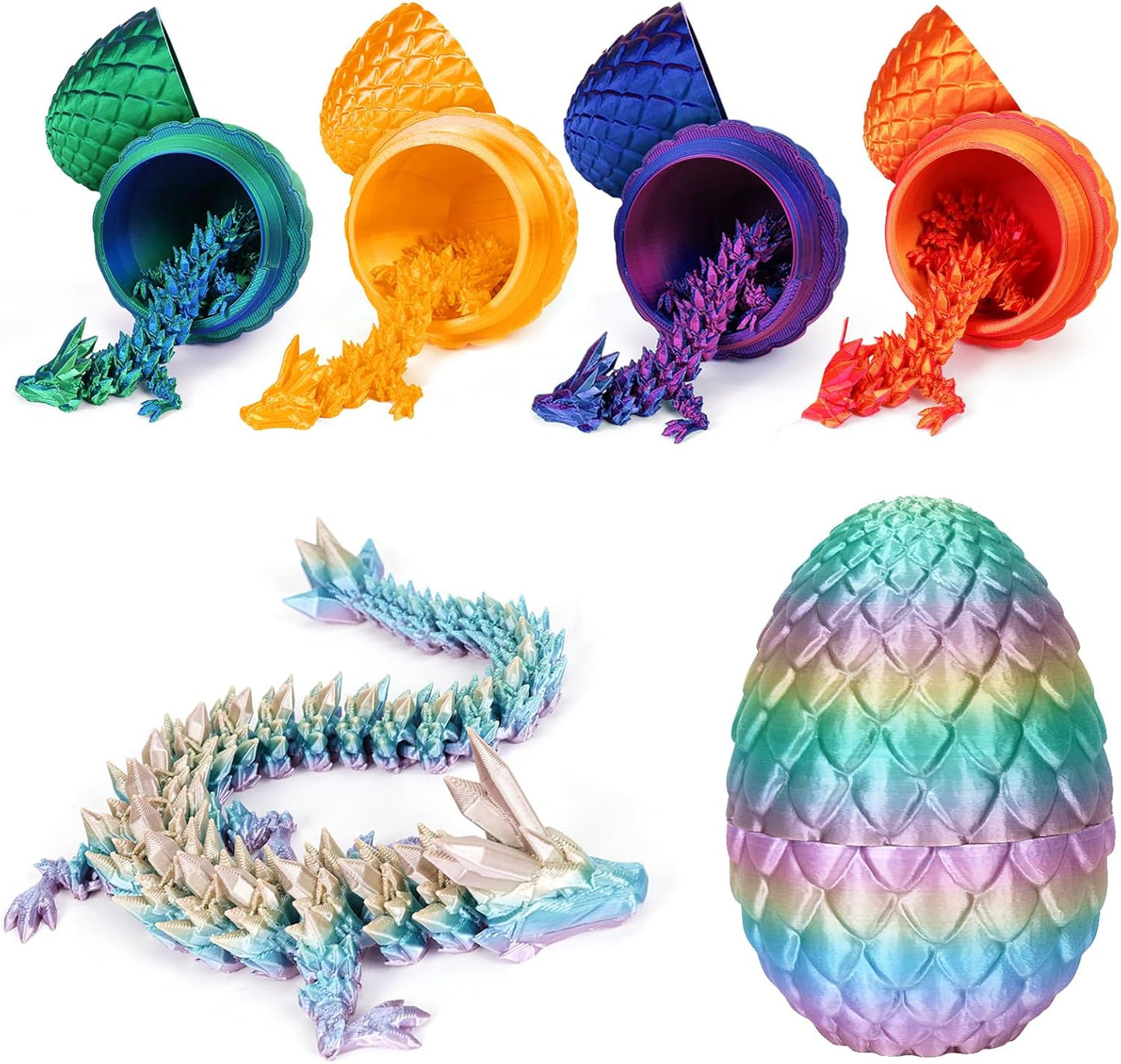 3D Printed Dragon Egg,Dragon Eggs with Dragon Inside,Crystal Dragon Fidget Toys,Full Articulated