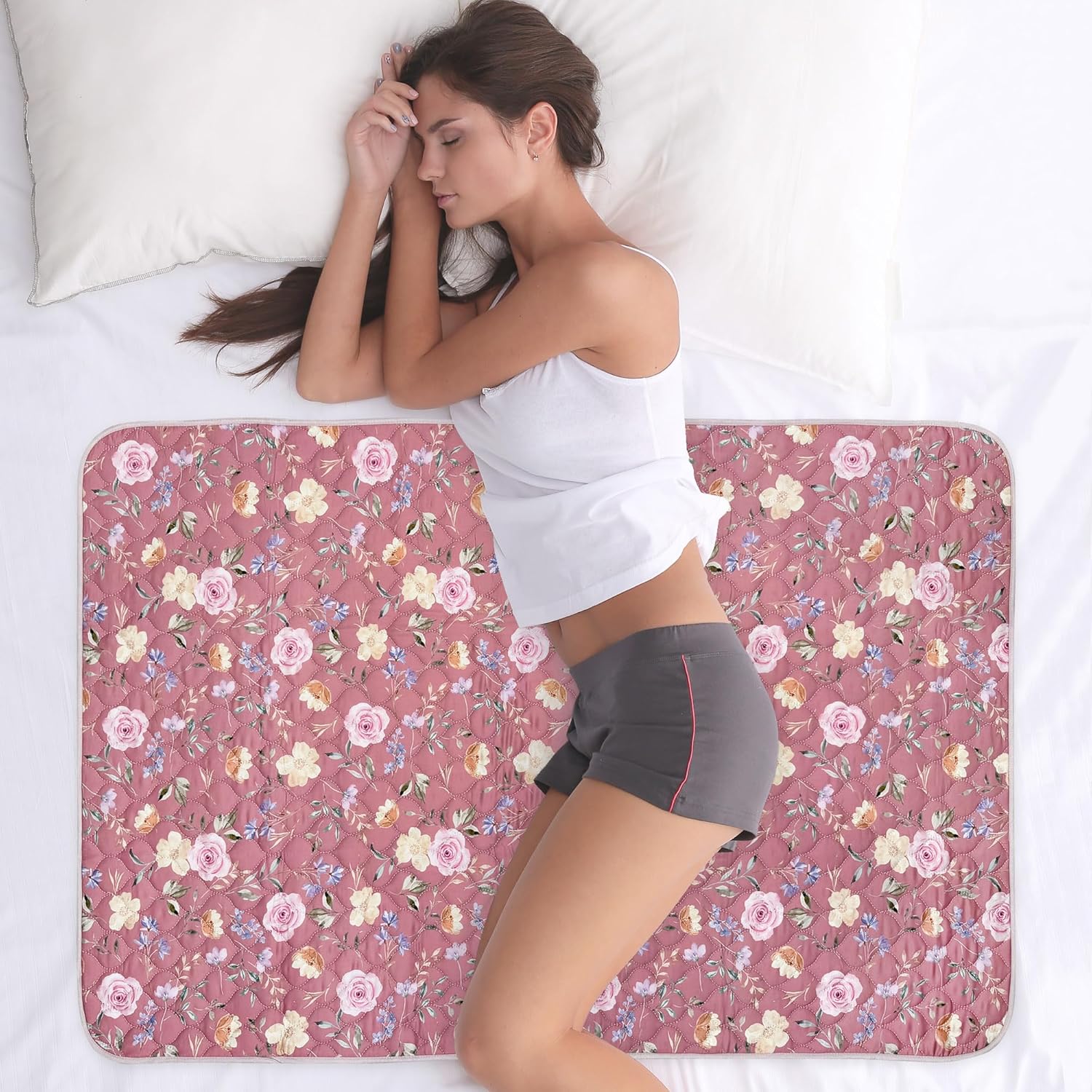 Organic Incontinence Pad for Period - Waterproof Protectors - Reusable Washable Pee Pad - Fits Twin